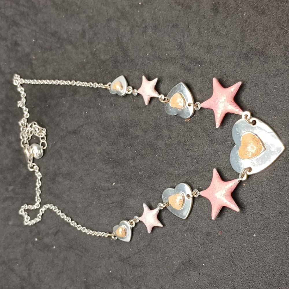 Claire's Pink and Silver Heart Star Necklace